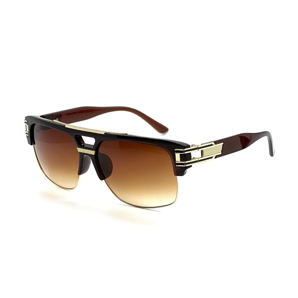 Brown Gold Ombre Lens Sunglasses Square Flat Top Fashion Sun Glasses Men Women - Picture 5 of 8